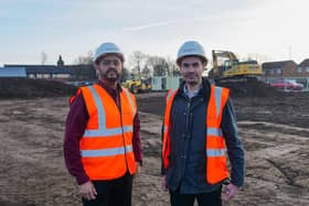 Bal Singh (left), co founder of the Almscliffe-Dhesi Group, and Matthew Wharton, director of Wharton Construction, at the brownfield development site in Middlesbrough.