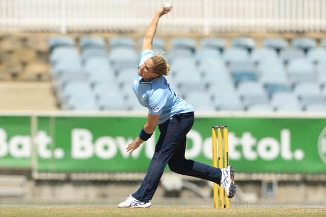 LEADING LIGHT: : Katherine Brunt, from Barnsley, took 3-40 and scored 32 in England’s ultimately unsuccessful run chase in Canberra. Picture: Mark Evans/Getty Images