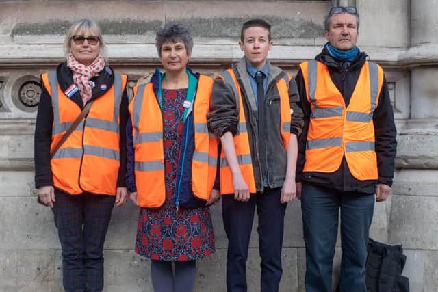 Cllr Theresa Norton (left) with three of the four other jailed protestors. (Photo: Insulate Britain)