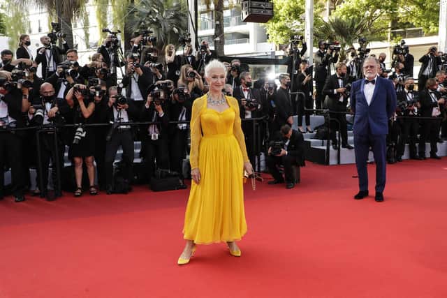 Dame Helen Mirren on the red carpet. Photo by Vianney Le Caer/Invision/AP.