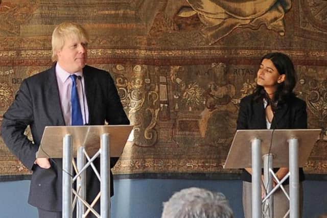 Boris Johnson, the then Mayor of London and Munira Mirza then his Director of Cultural Policy and now Director of the Number 10 Policy Unit, pictured in 2009.