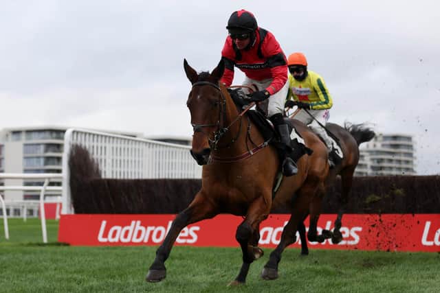 This was Ahoy Senor and Derek Fox winning the John Francome Novices' Chase at Newbury.