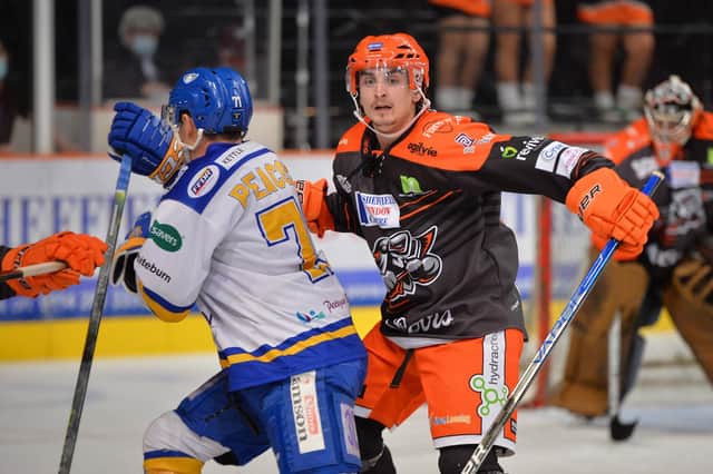 FAMILIAR FACE: Brandon Whistle, in action for Sheffield Steelers against Fife Flyers last month. Picture: Dean Woolley/Steelers Media/EIHL