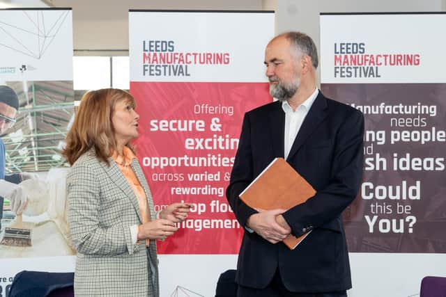 Tracey Dawson and Andrew Wright. Staff shortages and supply chain disruption were singled out as the two biggest challenges faced by Leeds’ 1,800 manufacturing businesses at an in-person event to launch the 2022 Leeds Manufacturing Festival this week, attended by over 70 employers, training providers and young people.