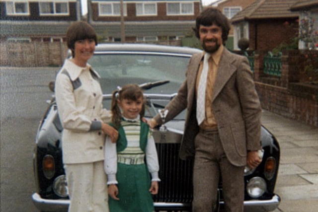 Regal style - Dressed in their best and very 70's - Iris, Peter and Donna Lightbown ready for the Queens Silver Jubilee Visit / 1970s for golden jubilee supplement
