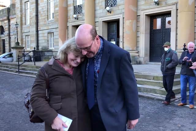 Robert Hooper with his partner Kate Henderson outside Durham Crown Court