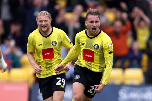 AT THE DOUBLE: Jack Diamond scored both goals as Harrogate beat Bradford 2-0. Picture: PA Wire.