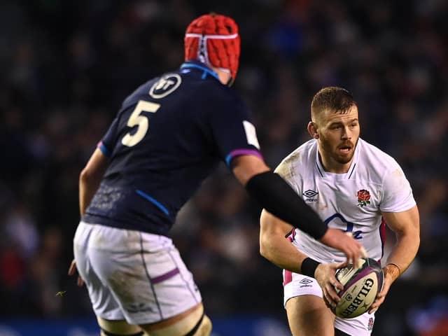 Costly: England hooker Luke Cowan-Dickie's deliberate knock on handed Scotland a penalty try and from there the hosts never looked back.  (Photo by Stu Forster/Getty Images)