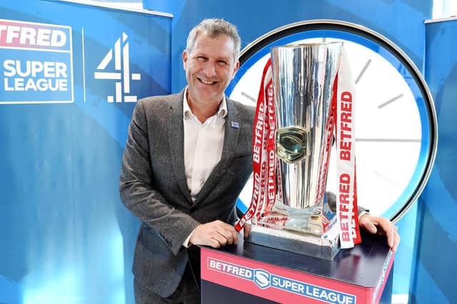 Presenter Adam Hills will front Channel 4's coverage of Betfred Super League. Picture: Simon Wilkinson/SWpix.com