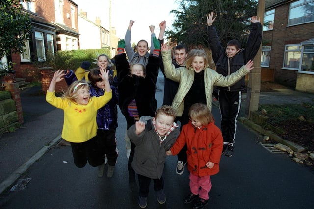 This children were involved with putting on a street party to celebrate the new millennium on The Avenue in December 1999. Pictured, from left, are Jennifer Dunwell, Jake Burke, Harriett Darcy, Amy Darcy, Kalli Darcy, Sophie Barrass, Natalie Barrass, Rebecca Barrass, James Pickles and John Pickles.