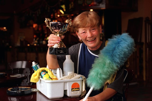Barbara Rowley  won a cleaning award for the work she has done at The Manston Hotel in August 1997.