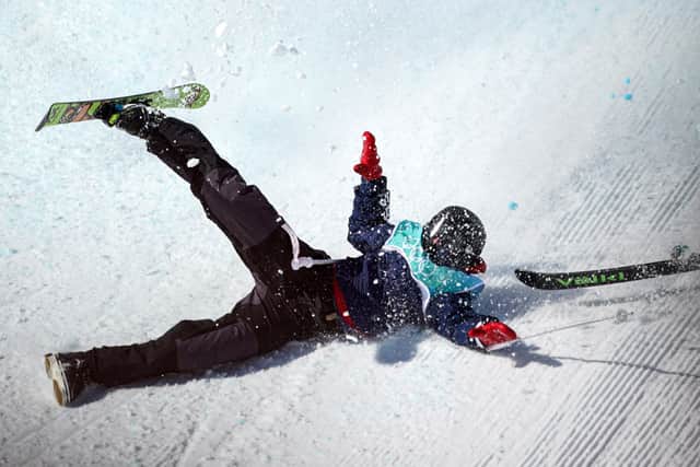 Great Britain's Kirsty Muir crashes during the Women's Freeski Big Air Final (Picture: PA)