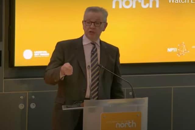 Michael Gove speaking at the Convention of the North event in Liverpool
