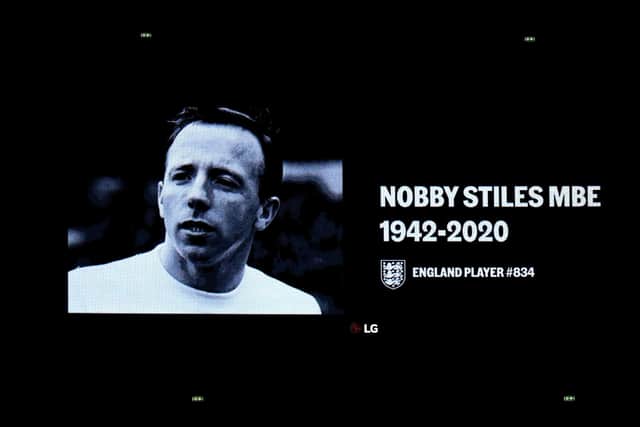 A tribute to Nobby Stiles.  Picture: Mike Egerton/PA Wire.