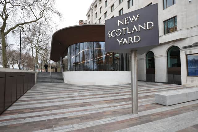 New Scotland Yard, the headquarters of the Metropolitan Police Service, in London. (PA)