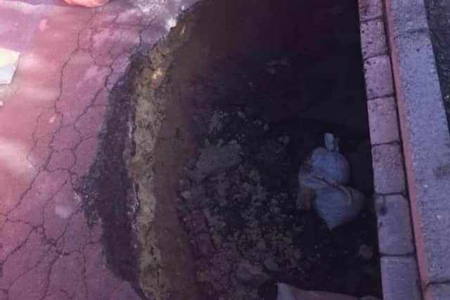 The sinkhole on Stepney Road in Scarborough [Image credit: Yorkshire Water]