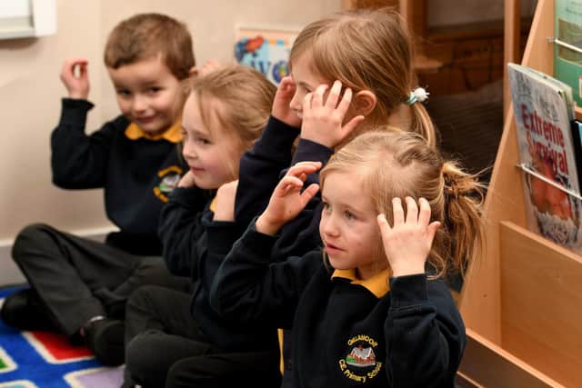 Children take part in Music session for the Richard Shephard Music Foundation, at Gillamoor Primary School. Image: Simon Hulme