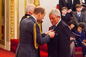 Mike Davies receiving his MBE. Picture supplied by The Principle Trust Children’s Charity