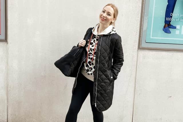 Emily is wearing: Sweaty Betty leggings, from £37, ANYDAY quilted coat, £75; ANYDAY hoody, £28; New Balance trainers, £75; Sweaty Betty gym bag, £98. All at www.johnlewis.com.