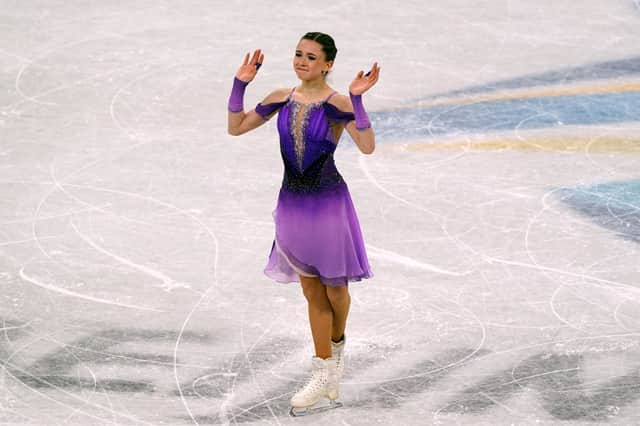 Shadow cast: Kamila Valieva, who practised as usual on Thursday, amid a swirl of allegations concerning a doping offence that threatens to ignite a major controversy at the Winter Olympics.Picture: Andrew Milligan/PA