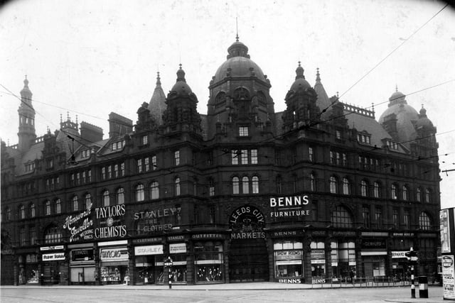 Kirkgate Market buildings looking from junction of Vicar Lane in February 1938.