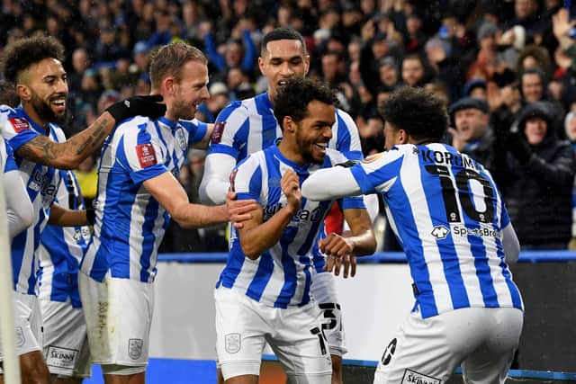 Huddersfield Town's Duane Holmes celebrates the opener against Barnsley in the FA Cup (Picture: Simon Hulme)