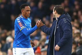INJURY BLOW: For Everton, with Yerry Mina, left, expected to be out for around two months. Picture: Getty Images.