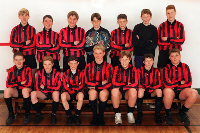 Wortley High School U-14s football team. Pictured, back row from left, are David Warford, Ben Waites, Richard Howitt, Richard Webster, Grant Rawson and Daniel Ople. Front row, from left, are Andrew Moores, Gareth Liversidge, Lee Mouley, Adam Etterridge, Stephen Downes, James Cuddy, Shane Donohoe and Gary Cooper.