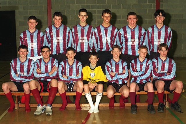 Selby High School U-15s football team. Pictured, back row from left, are Phil Knapton, Kevin Lamb. Richard Firth, Russ White, Glen Cutler, and Andy Robinson. Front row, from left, Leo Ashcroft, Mitchell Singh, Michael Cowan, Richard Penistone, Gareth Ellis, Chris Brook, and Ian Howdle.