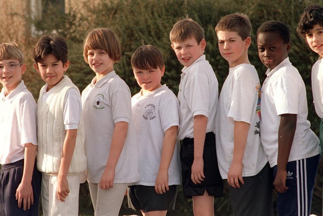 St. Robert's R.C. Primary School cricket team. Pictured, from left, is Thomas Buck, Dominic Carpenter, Alex Cawthray, Dominic Gilhooly, Christopher Longhurst, Andrew Coghlan, Geoffrey Ayom and Adam Graham.