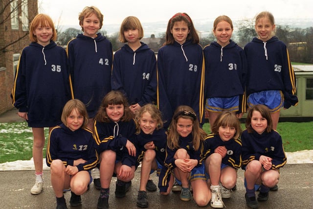 Horsforth St Margaret's C of E Primary girls cross country team. Pictured, back row from left, are Ami Cox, Claire Coleman, Jemma Garthwaite, Lynva Raworth, Charlotte Relton, Sarah Thornton. Front row, from left, Kelly Sadd, Natalie Wray, Danni Peel, Lisa Topley, Sarah Bargh and Jessica Shaw.