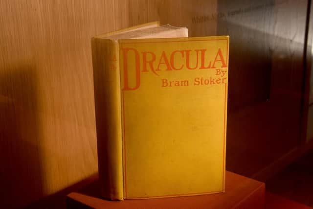 A first edition copy of Bram Stoker's seminal novel, Dracula, which is on show in the museum at Whitby Abbey. (Photo: Simon Hulme)