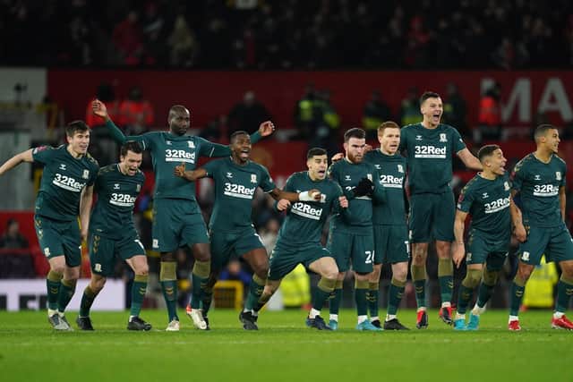 GIANT KILLING: Middlesbrough won at Old Trafford in the fourth round. Picture: PA Wire.