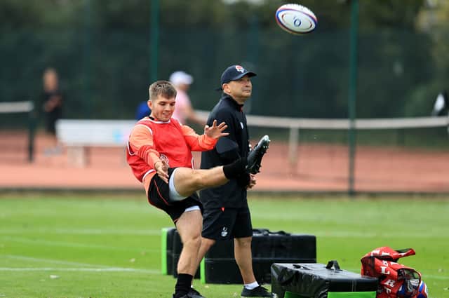 YOU'RE IN: Harry Randall has been brought in to replace fellow scrum-half Ben Youngs by England head coach Eddie Jones - right. Picture: David Rogers/Getty Images