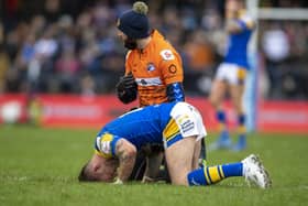 Richie Myler was hurt in the first half of the loss to Warrington. Picture by Tony Johnson.