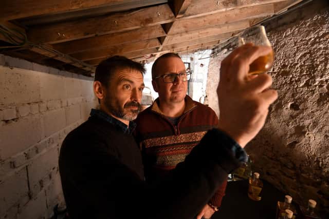 Gods Own Rum, Tickhill, Doncaster.. Campbell Carruth (left) and Joe Dunning Pictured in the distillery - Pics Simon Hulme