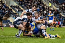 Leeds Rhinos' Zane Tetevano goes over to score Leeds first try. (Picture: Tony Johnson)