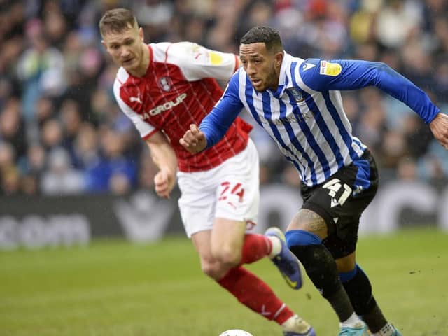 GOALS DIFFERENCE: Nathaniel Mendez-Laing provided everything but the goal for Sheffield Wednesday, whereas Rotherham United's Michael Smith did find the net