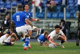 WHEN IN ROME: England's Marcus Smith scores in the 33-0 win over Italy. Picture: Mike Egerton/PA Wire.