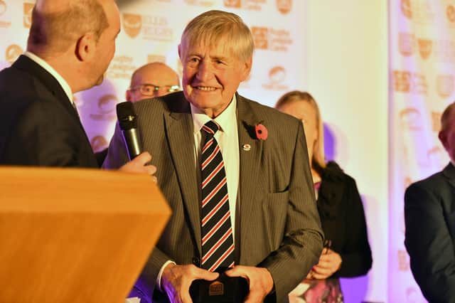 Johnny Whiteley is inducted into the Rugby League Hall of Fame at the 2018 Golden Boot Dinner at Elland Road, Leeds (SIMON WILKINSON/SWPIX)