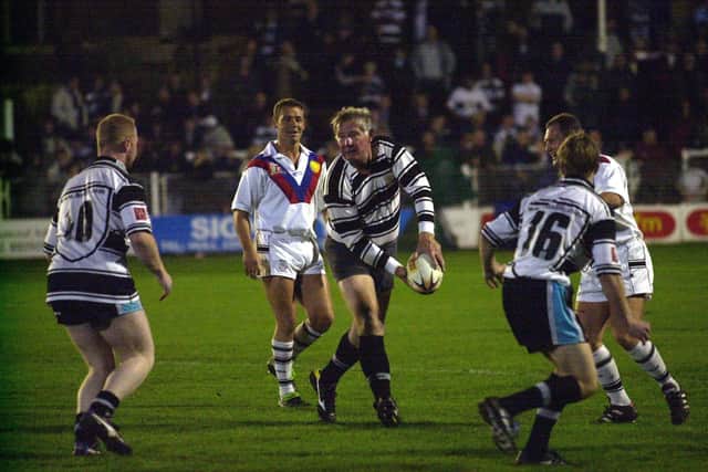 Rugby league legend Johnny Whiteley plays for Hull FC's Old Boys at the age of 71 at the final match at The Boulevard in 2002. (Picture: Terry Carrott)