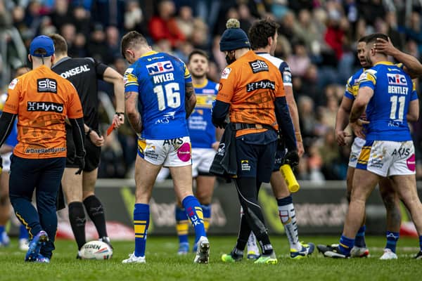 Short spell: James Benley's Rhinos debut was cut short by a red card, leading to a three-match suspension, which the club are considering an appeal against. Picture Tony Johnson