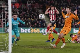 Sheffield Unted’s Jack Robinson reacts as his shot goes wide of Hull City’s goal during the Championship match at Bramall Lane. Picture: Andrew Yates/Sportimage
