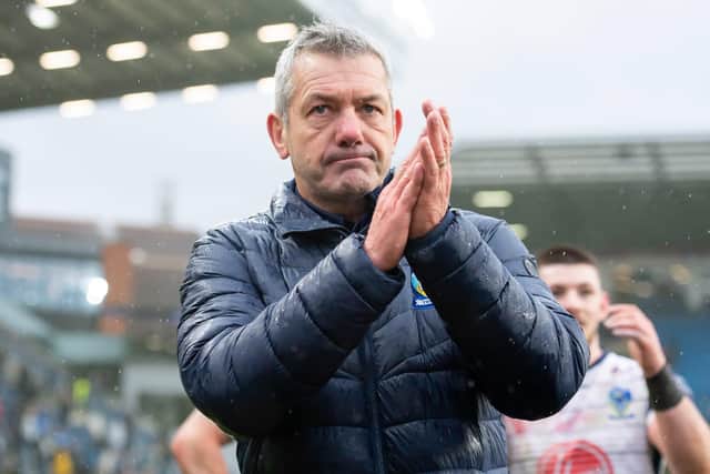 OLD BOSS: Warrington's head coach Daryl Powell thanks the fans after victory over Leeds Rhinos on Saturday. Picture by Allan McKenzie/SWpix.com