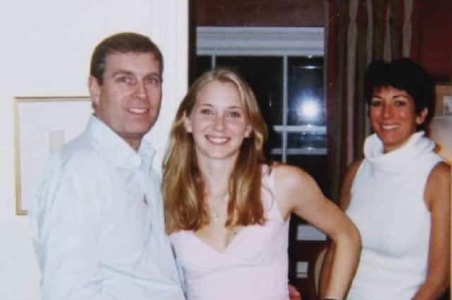 Undated handout photo issued by the US Department of Justice (left-right) of Prince Andrew, Virginia Giuffre, and Ghislaine Maxwell. Court documents show that the Duke of York and Virginia Giuffre have reached a "settlement in principle" in the civil sex claim filed in the US.