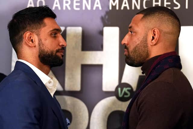 FACE-OFF: Amir Khan and Kell Brook. Picture: PA Wire.