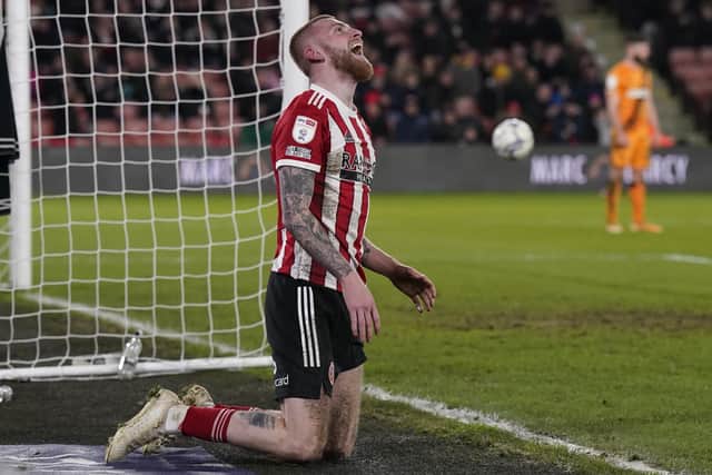 Oli McBurnie has struggled for goals at Sheffield United.  Picture: Andrew Yates / Sportimage