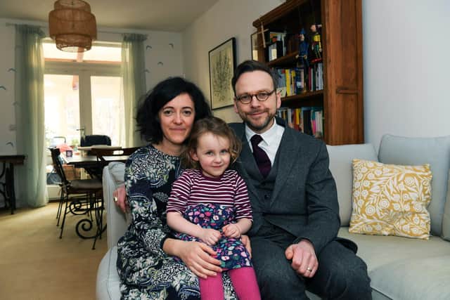 The new director of music at Ripon Cathedral, Dr Ronny Krippner, pictured at home with his wife, Audrey, and their daughter, Sophie. (Photo: Jonathan Gawthorpe)