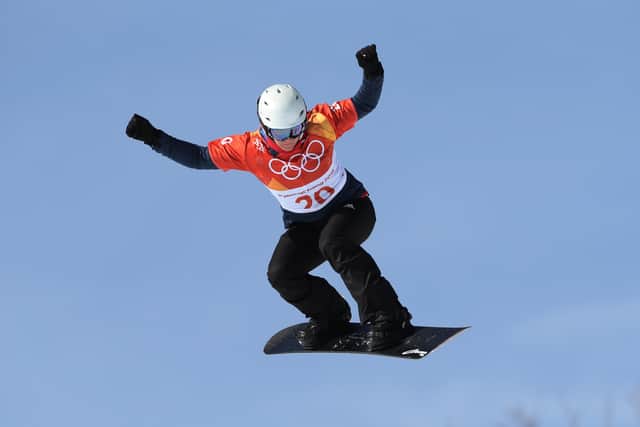 FLYING HIGH: Zoe Gillings-Brier competes in the Qualification run of the Women's Snowboard Cross in Pyeongchang in 2018. Picture: Ian MacNicol/Getty Images