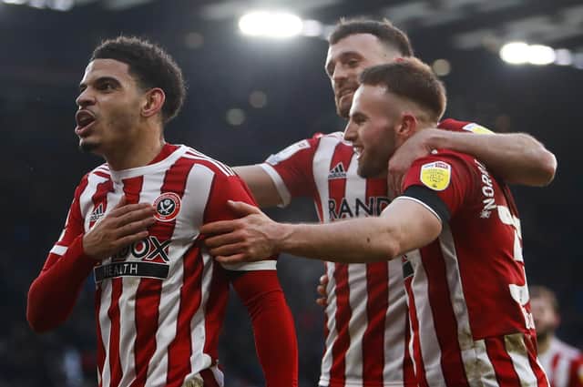 Sheffield United's Morgan Gibbs-White celebrates after scoring his side's fourth goal against Swansea City. Pictures: PA